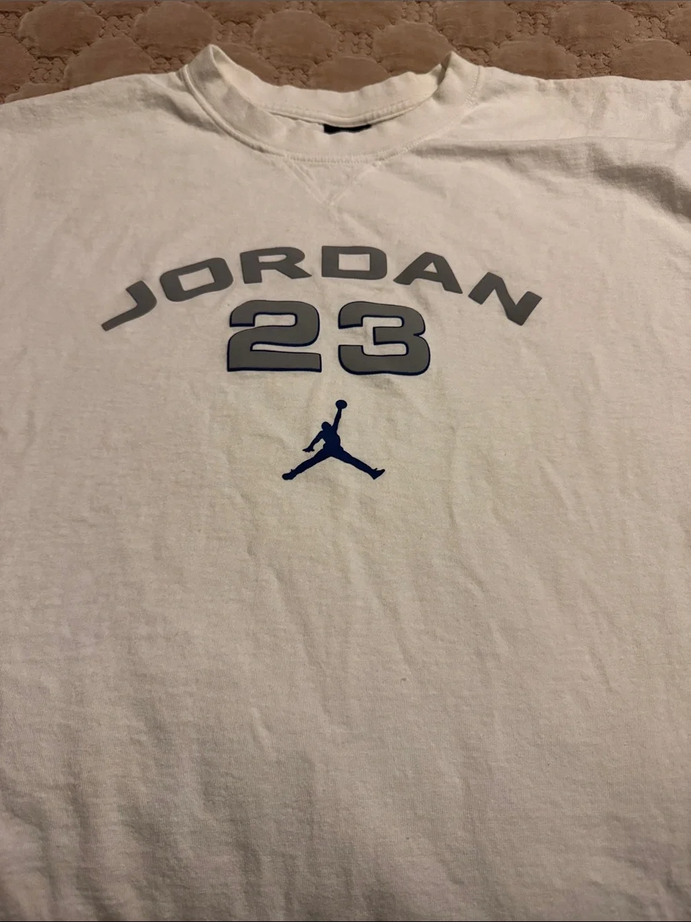 Jordan White sleeveless Tee with Gray 23 and Navy Jumpman